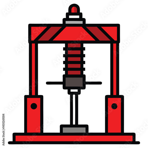 Red Hydraulic Press Machine with Transparent Background Heavy Machinery Isolated