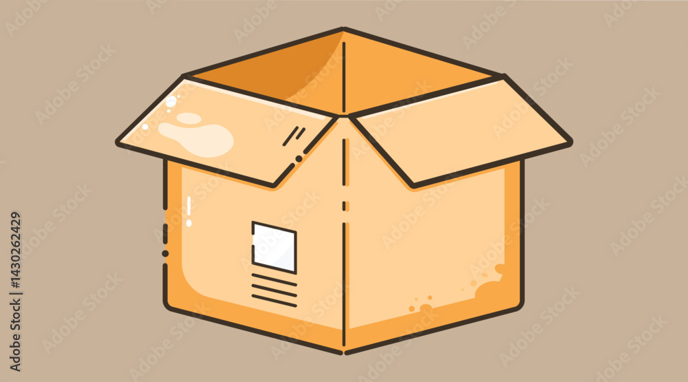 Obraz premium illustration of an opened shipping box, ready for delivery. The box is partially opened to reveal its contents