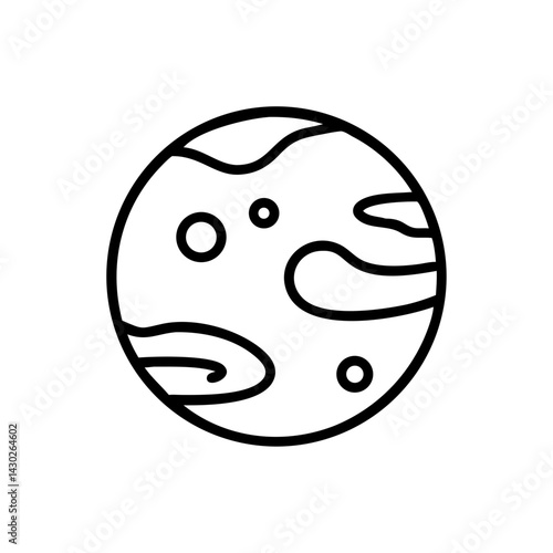  Planet icon with craters and terrain in outline style