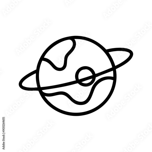Planet with ring icon in minimalist outline style