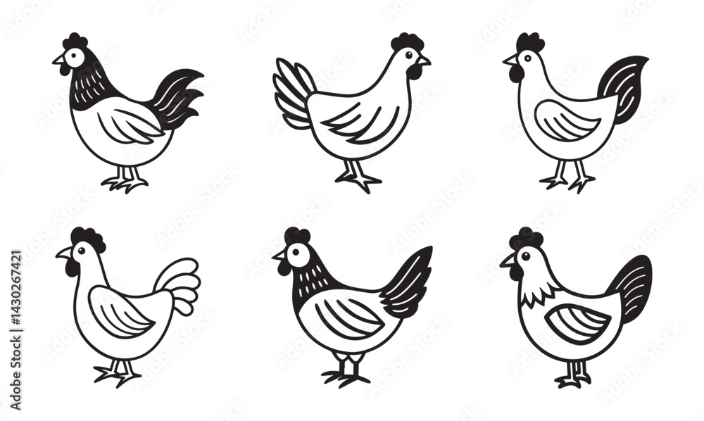 Obraz premium Farm Chicken Illustration in Minimal Design