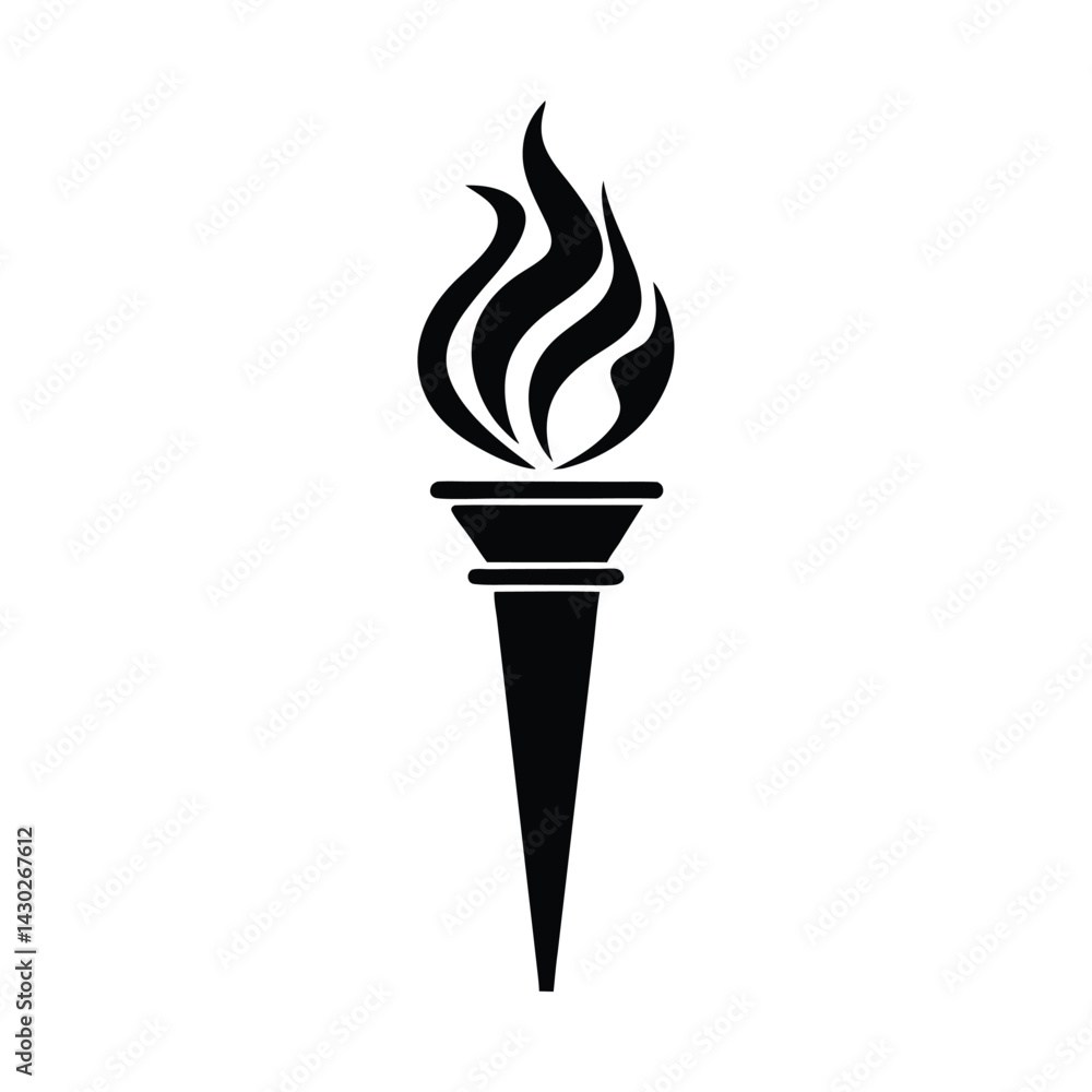 Black silhouette of a stylized torch with a flame Art & Illustration Black silhouette of a stylized torch with a flame Art & Illustration