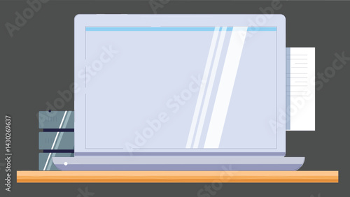 Front view of an opened laptop with a blank screen, showcasing a modern sleek design, keyboard layout, and screen bezel