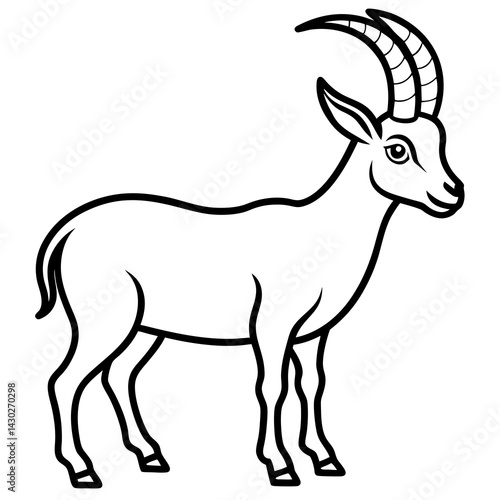 Ibex in a Single Stroke Vector Design
