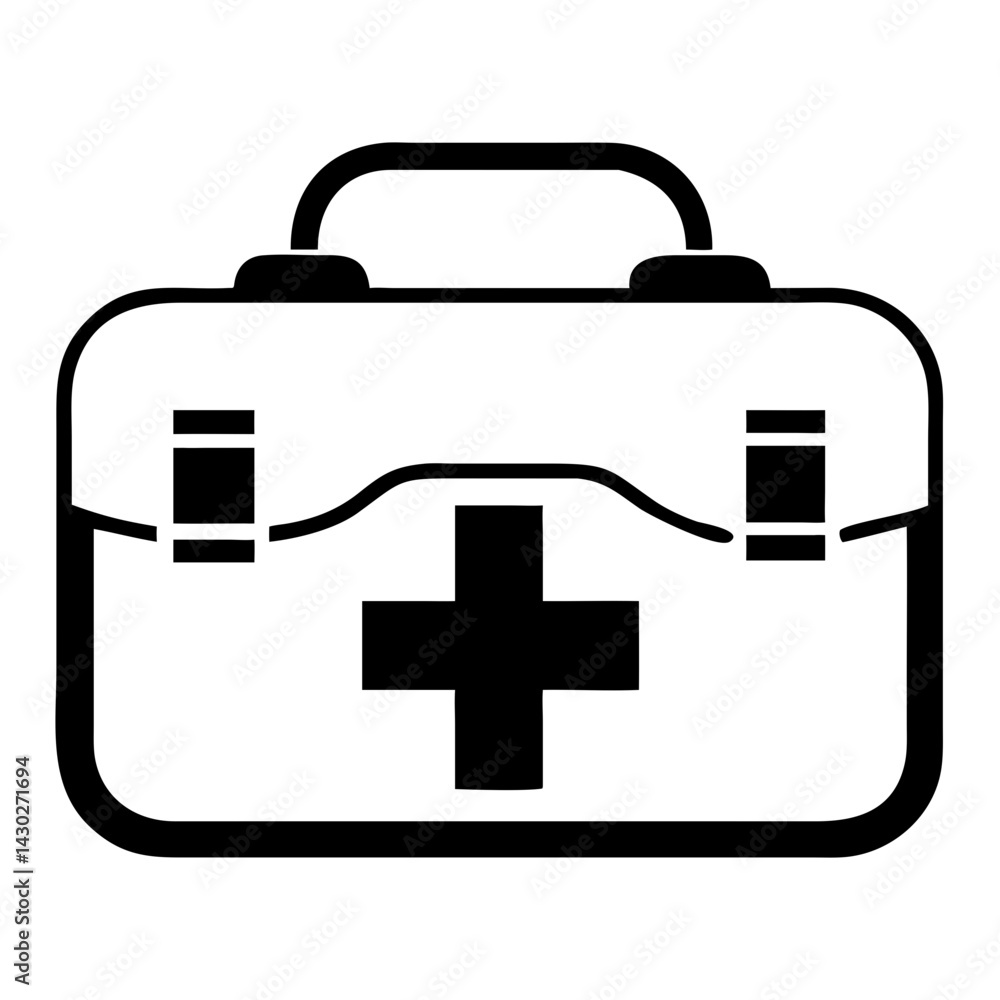 Obraz premium Basic First Aid Kit Icon Line Art Health & Medical Vector Illustration on Transparent Background PNG Image 