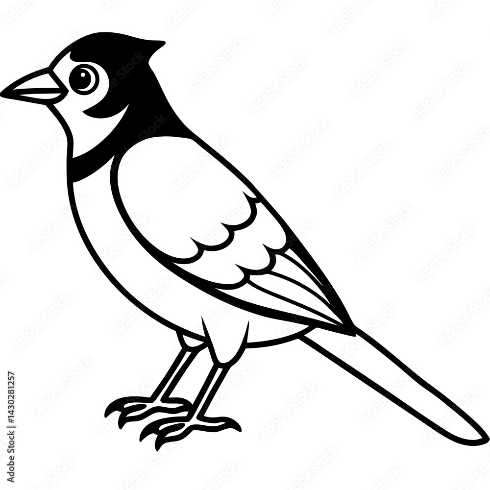 Obraz premium Minimalist Vector Jay in One Line