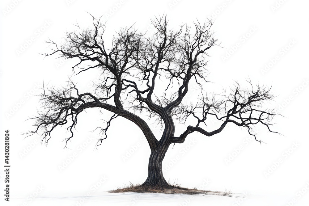 Obraz premium Isolated Silhouette of a Bare Winter Tree