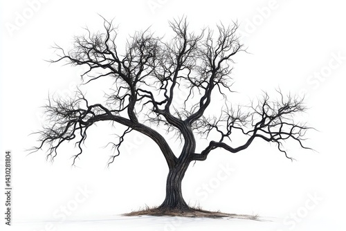 Isolated Silhouette of a Bare Winter Tree