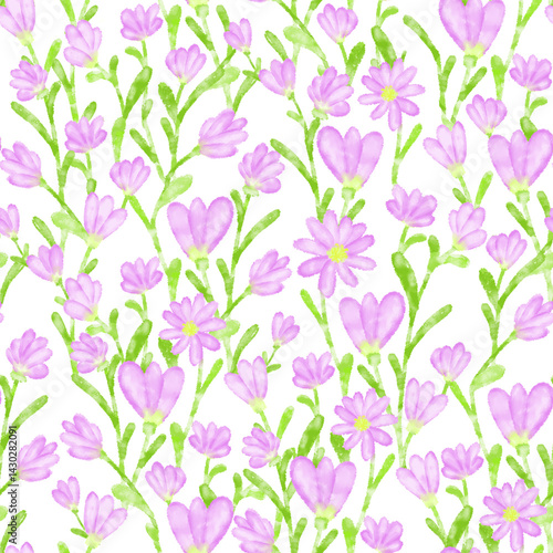 seamless pattern with pink flowers on transparent background