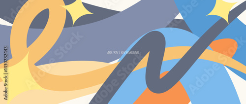 Abstract background with a dense composition of colored decorative abstract motifs creates a unique look. With a modern, unique and minimalist pattern style.