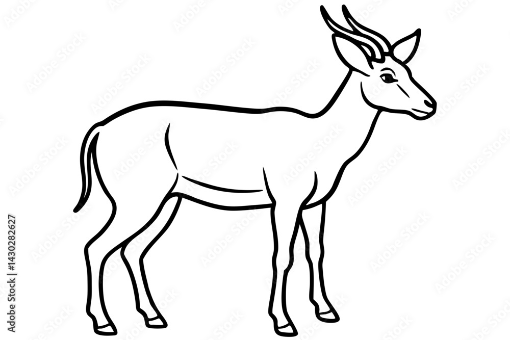 Fototapeta premium Saiga Antelope Line Drawing