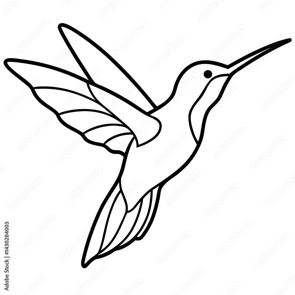 Fototapeta premium One-Line Art Hummingbird Vector Illustration