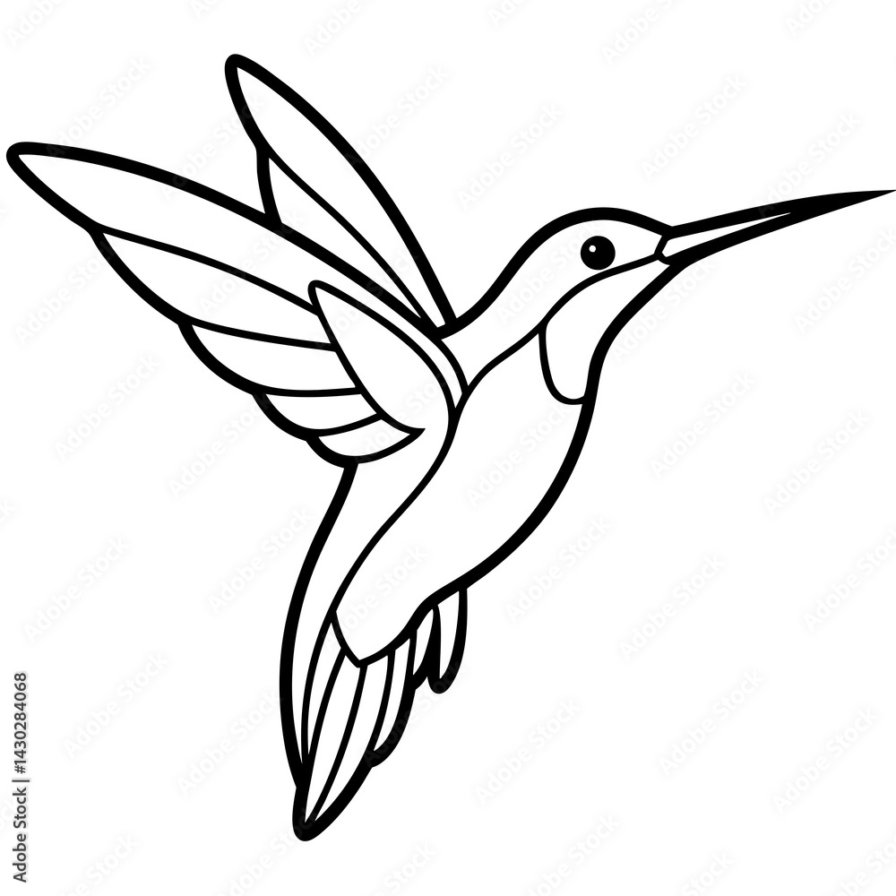 Fototapeta premium One-Line Art Hummingbird Vector Illustration