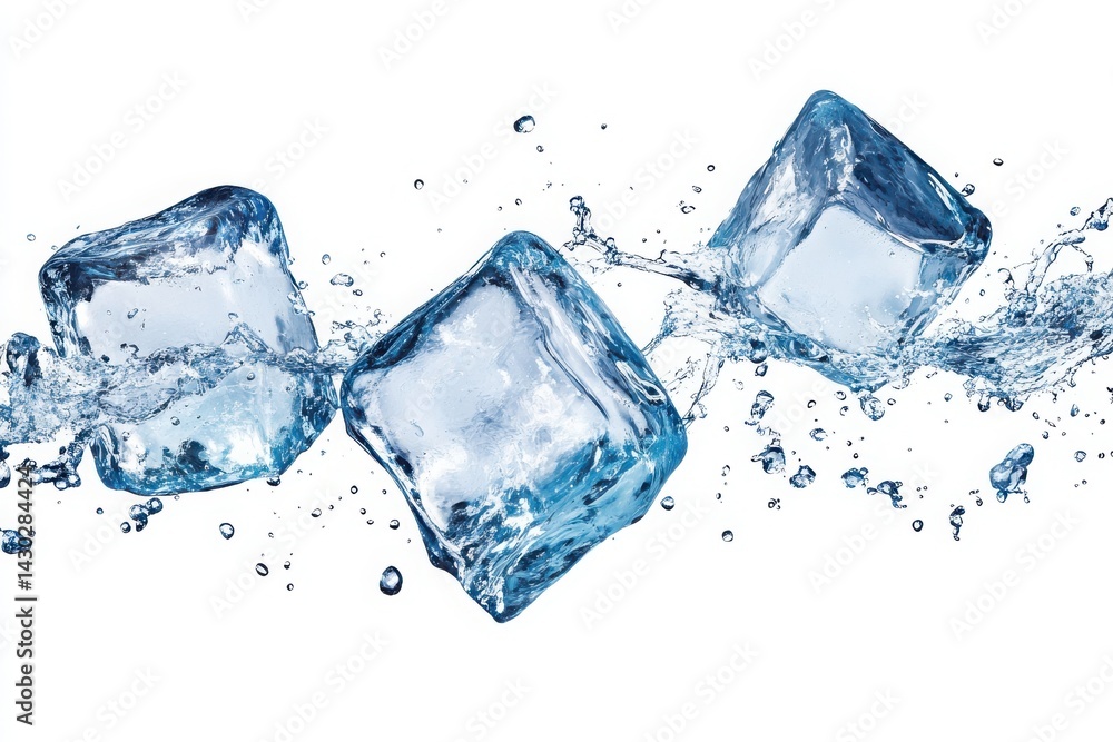 Refreshing Ice Cubes Splashing in Water Refreshing Ice Cubes Splashing in Water