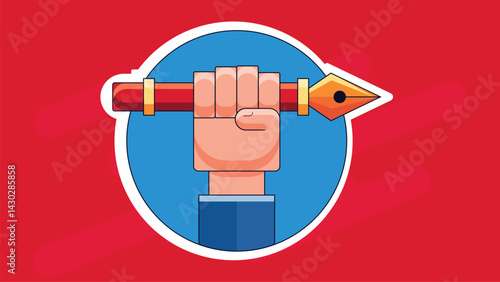 Illustration of a hand holding an ink pen, designed for digital painting, highlighting precision and creativity in digital art and design work