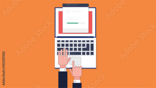 Illustration of a laptop on a desk at night, symbolizing remote work and freelancing, with a calm, focused atmosphere