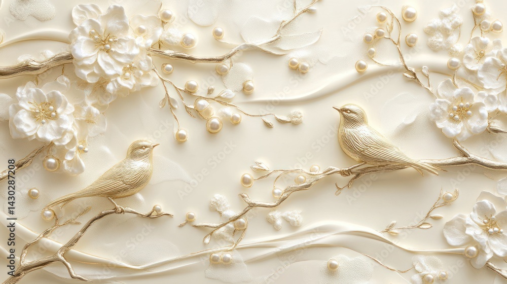 Ornamental cake design with birds and flowers Ornamental cake design with birds and flowers