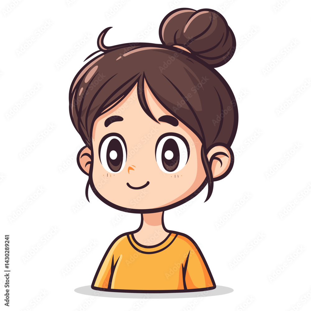 Cute little girl cartoon character. Vector illustration isolated on white background. Cute little girl cartoon character. Vector illustration isolated on white background.