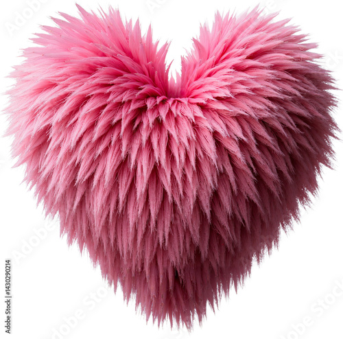 Fluffy Pink Heart Isolated on Transparent Background for Valentine's Day Campaigns and Romantic Greeting Cards
