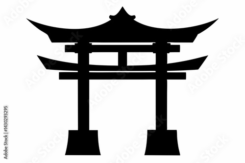 Miniature Torii Gate Silhouette Vector Illustration