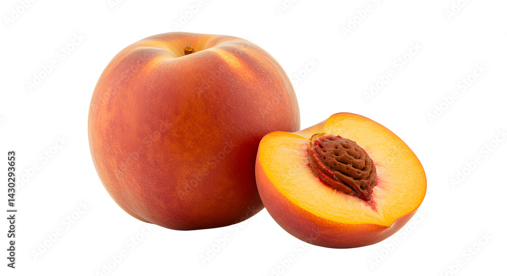 Fresh, ripe peaches displayed on a clean surface, showcasing their vibrant color and juicy texture, ideal for food photography Fresh, ripe peaches displayed on a clean surface, showcasing their vibrant color and juicy texture, ideal for food photography