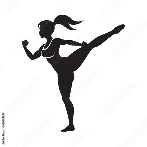 Kickboxer Mid Kick Silhouette