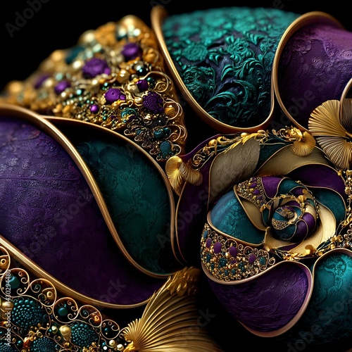 Obraz na płótnie filigree luxurious ornaments, surreal metallic fractal patterns, fantasy floral ornate w salonie
