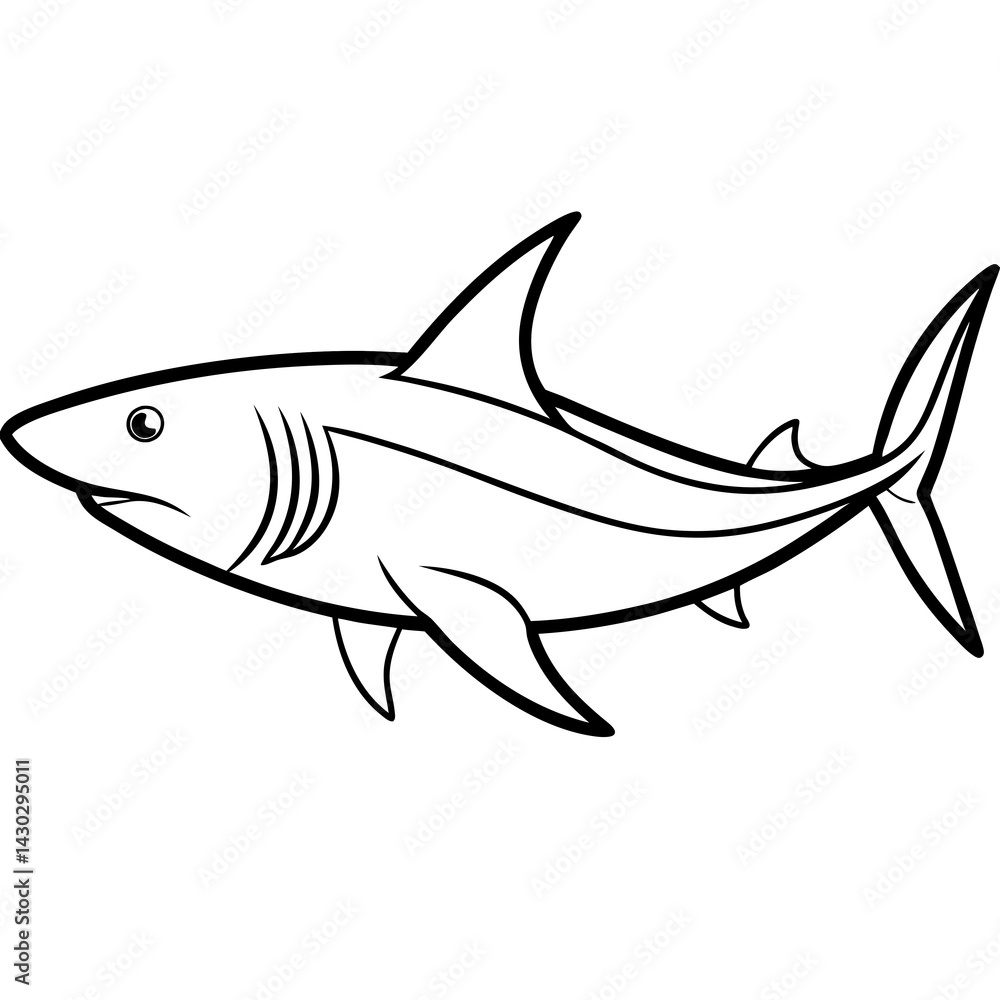 Obraz premium One-Line Mako Shark Vector