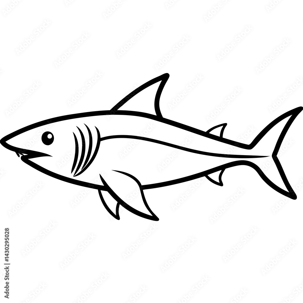 Obraz premium One-Line Mako Shark Vector