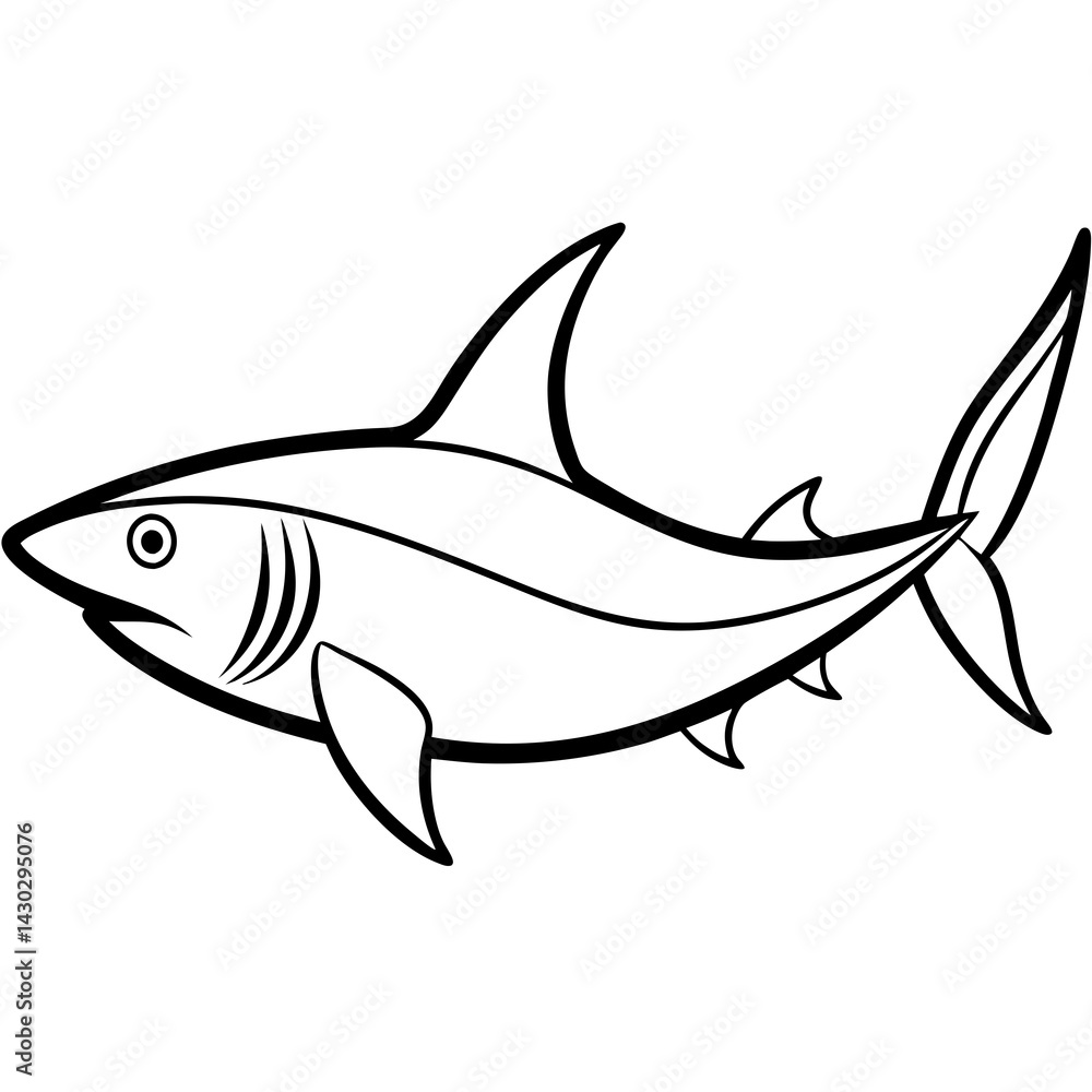 Obraz premium One-Line Mako Shark Vector