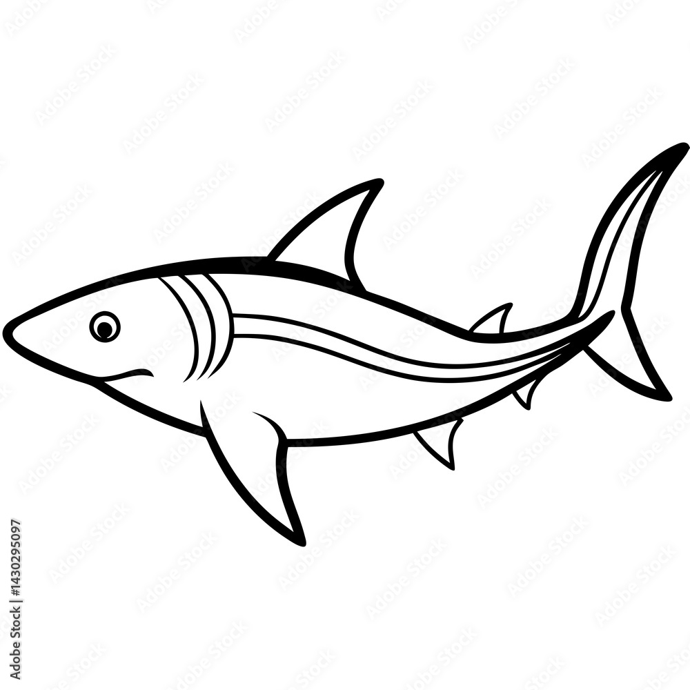 Fototapeta premium One-Line Mako Shark Vector