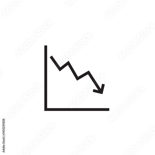 line graph going down icon editable outline stroke vector eps