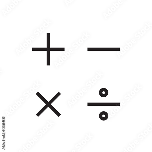 math sign plus minus multiply divide icon editable outline stroke vector eps