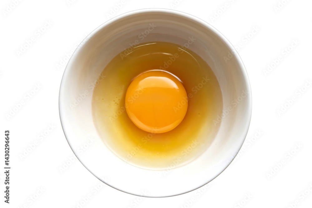 a white bowl with a raw egg a white bowl with a raw egg