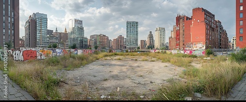 Vacant lot in urban setting
