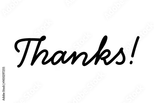 おしゃれな手書き風の、Thanks!（ありがとう！）の文字のロゴマーク
