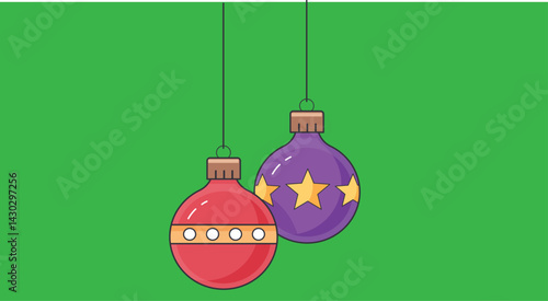 illustration of Christmas balls in various colors and patterns, symbolizing festive decorations for the holiday season