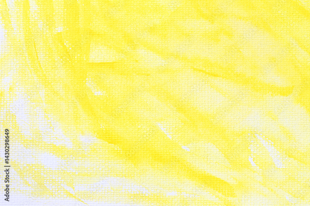 Yellow watercolour paint brush on the white art paper background.