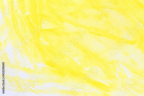 Obraz na płótnie Yellow watercolour paint brush on the white art paper background. w salonie