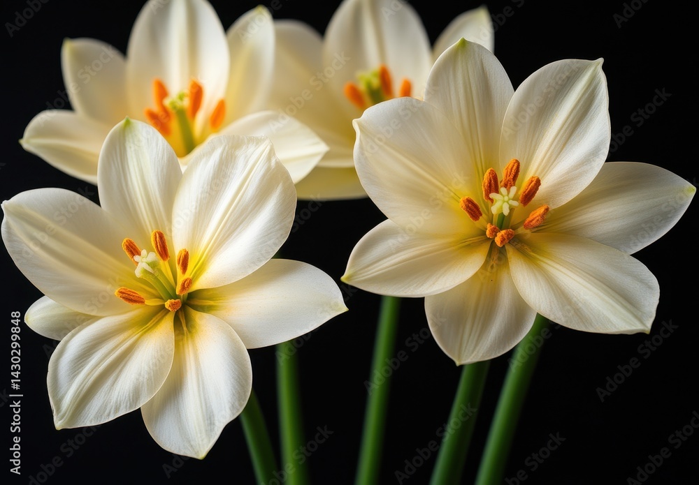 Naklejka premium Close-up of four cream-colored flowers