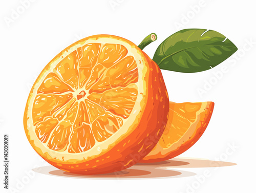 Illustration of fresh oranges on a white background. Vector illustration.