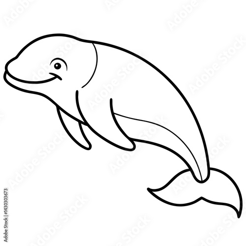 Simple Beluga Whale Vector Outline