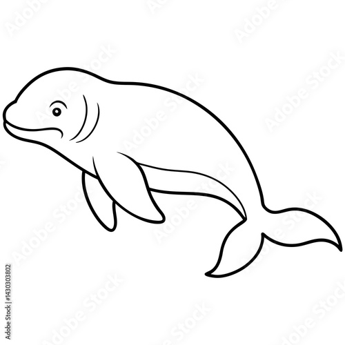 Simple Beluga Whale Vector Outline