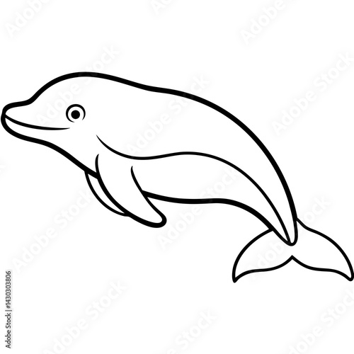Simple Beluga Whale Vector Outline