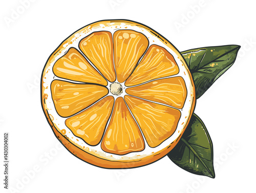 fresh orange fruit with leaves and slices isolated icon vector illustration design