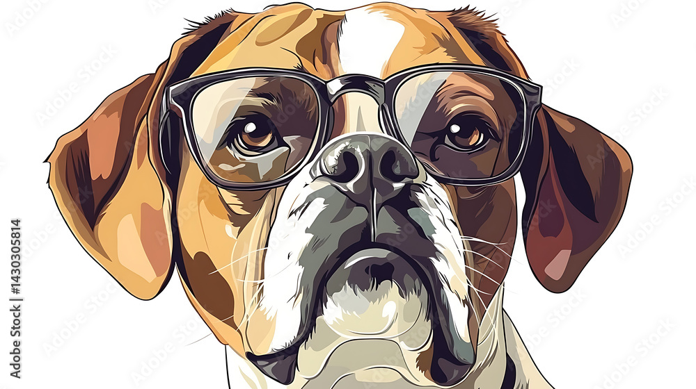 Fototapeta premium A dog with glasses on its face