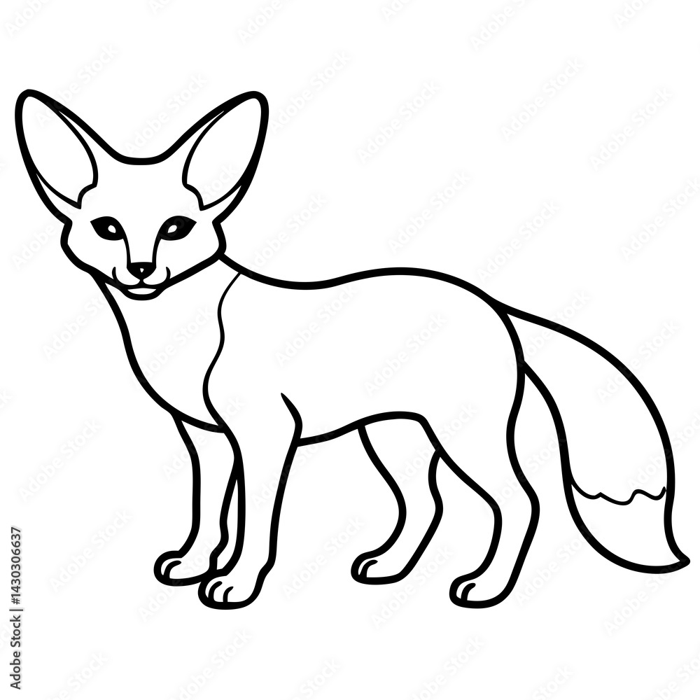 Obraz premium Simple Fennec Fox Continuous Line Vector Illustration
