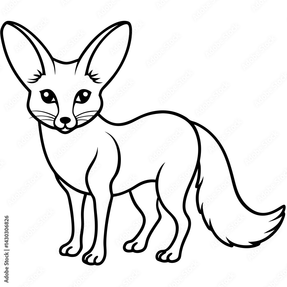 Fototapeta premium Simple Fennec Fox Continuous Line Vector Illustration