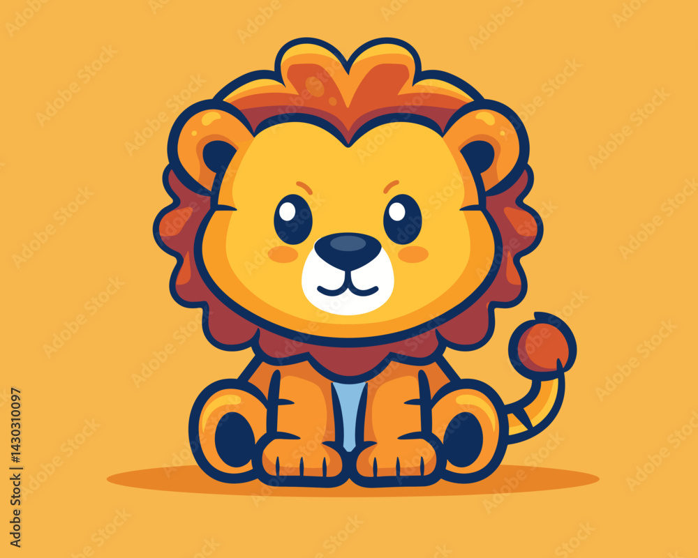 Fototapeta premium Lion. Cute cartoon animal character. Vector illustration.