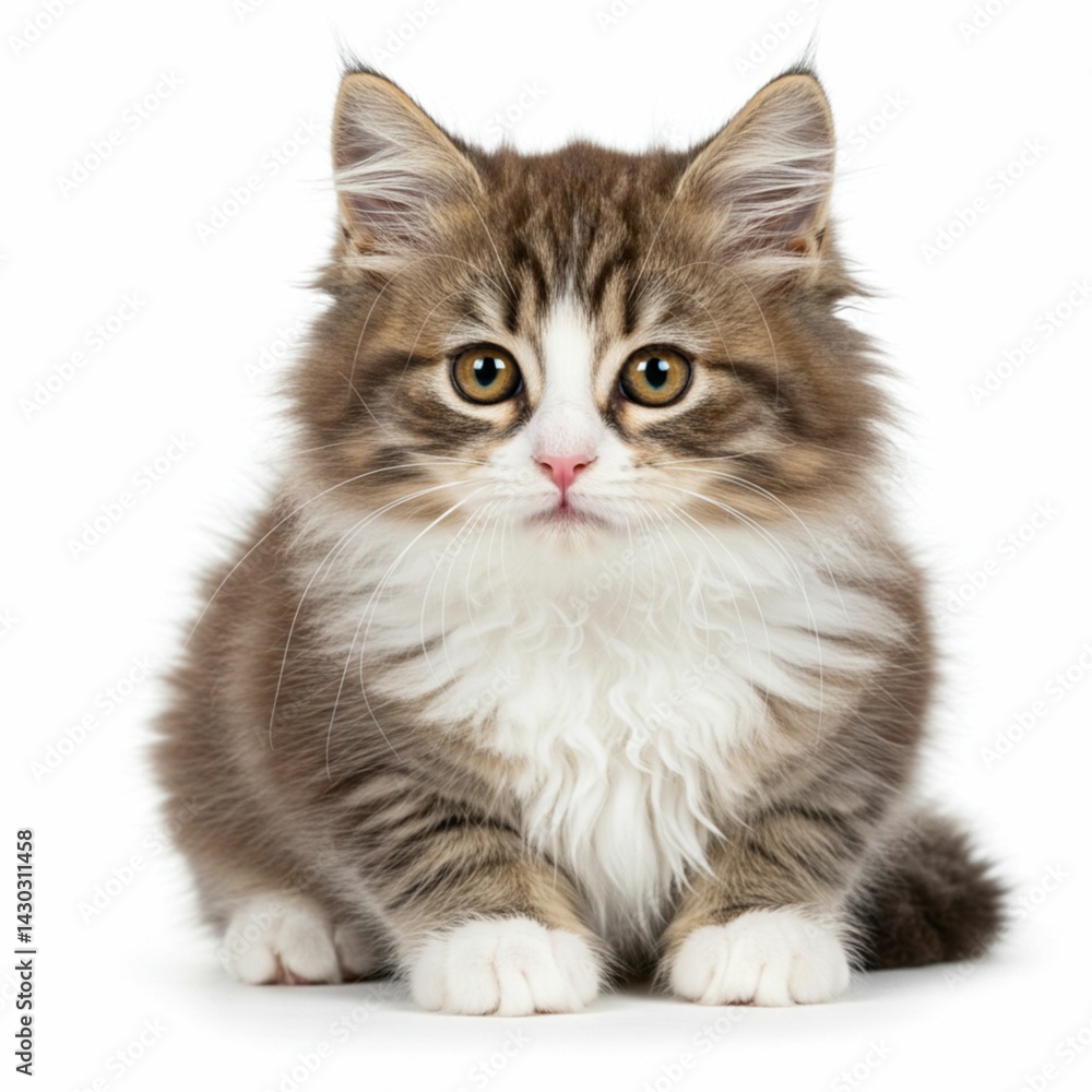 Endearing Fluffy Kitten with Tabby Markings in a Cute Portrait Endearing Fluffy Kitten with Tabby Markings in a Cute Portrait